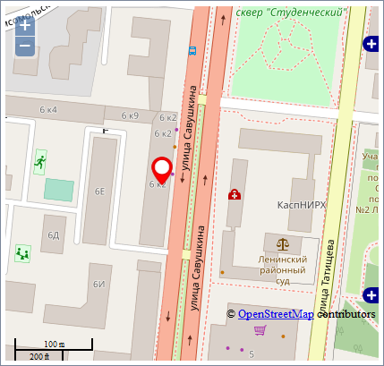 Общий вид карты с отмеченным партнером Общий вид карты с отмеченным партнером