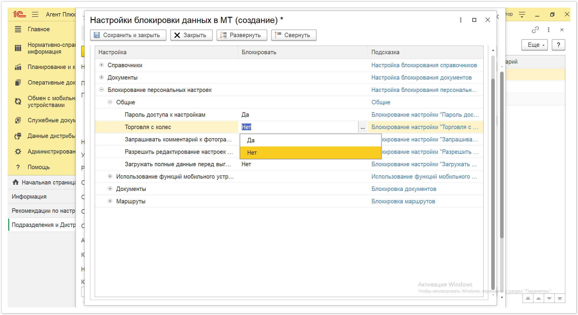 Управление дистрибуцией > 4.2.6.1.2. Настройки блокировки данных в МТ > Настройки блокировки данных в МТ 17.PNG